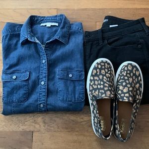 LOFT Blue Button Down Shirt